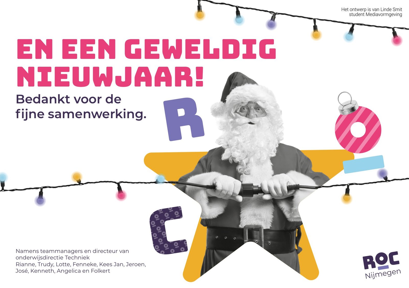 Kerstkaart ROC Nijmegen — Achterkant
