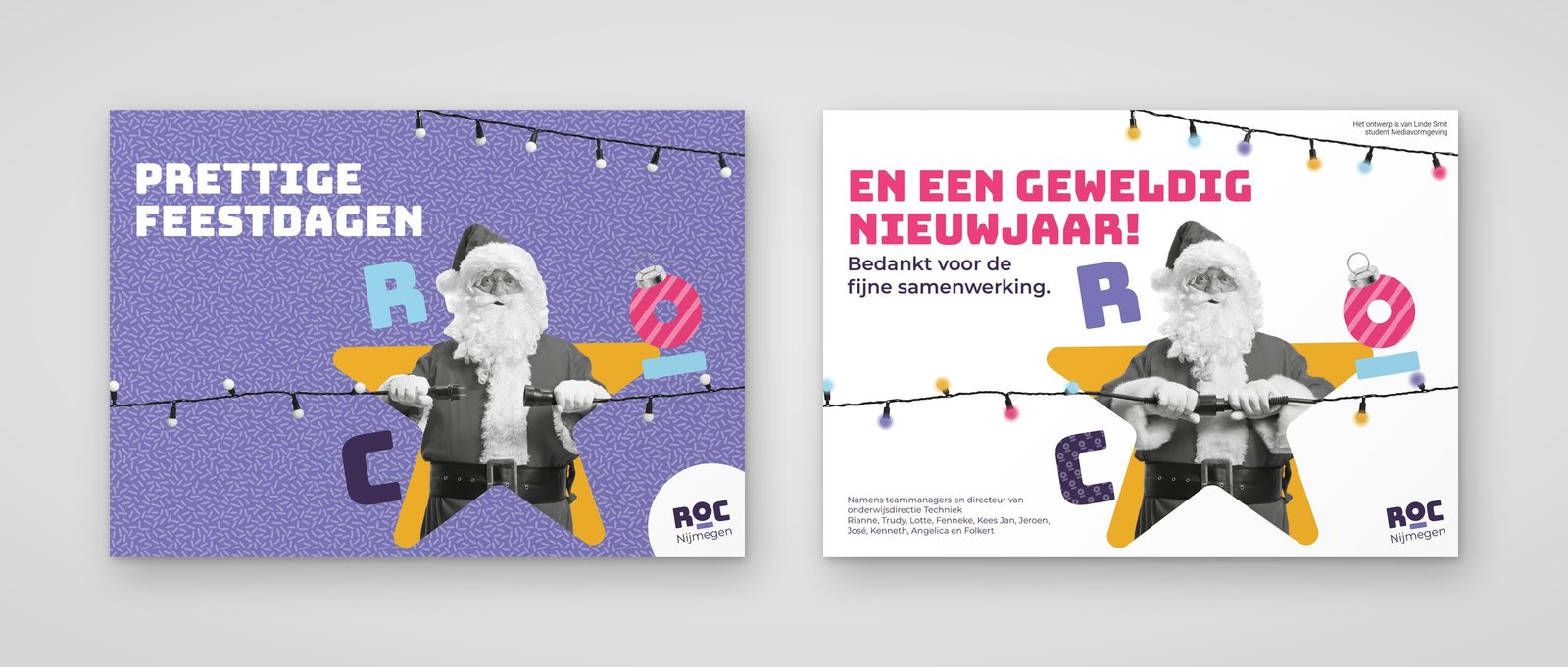Kerstkaart ROC Nijmegen — Beide zijden